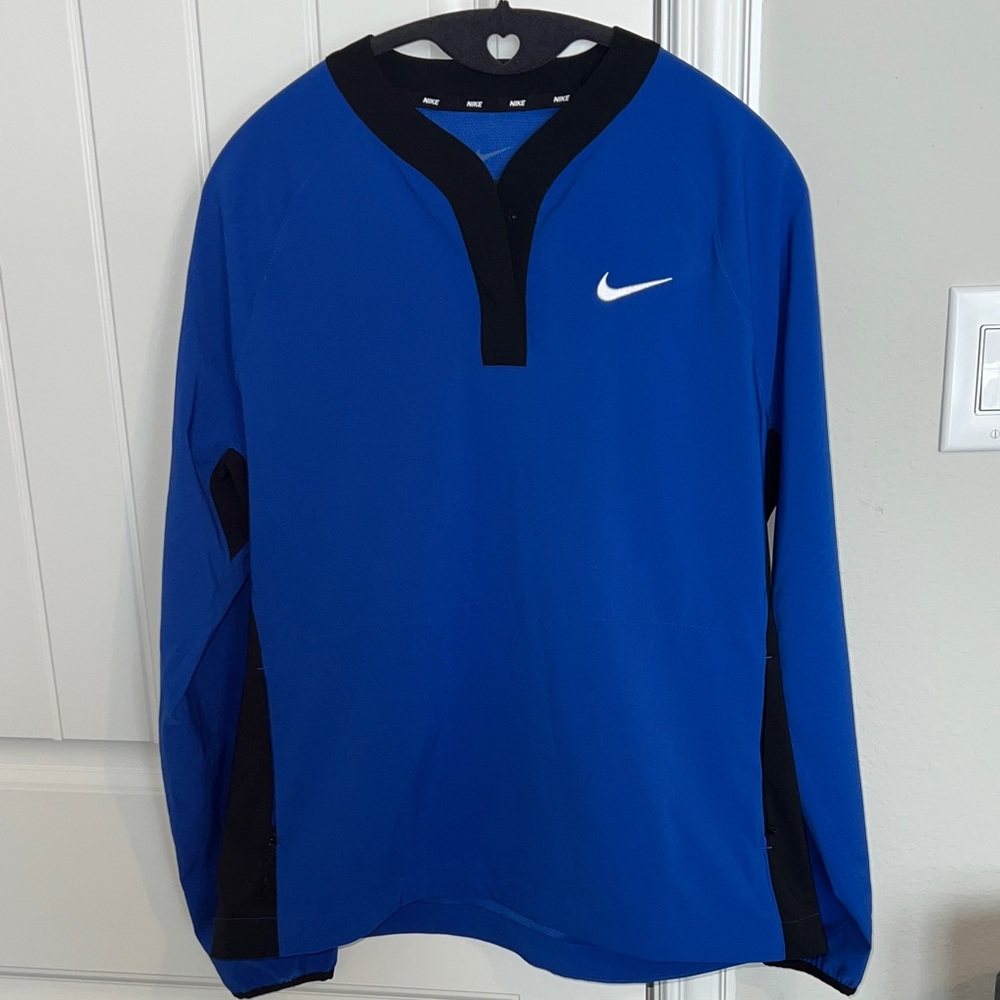 Nike Royal Blue and Black Long Sleeve Pullover Wind Jacket